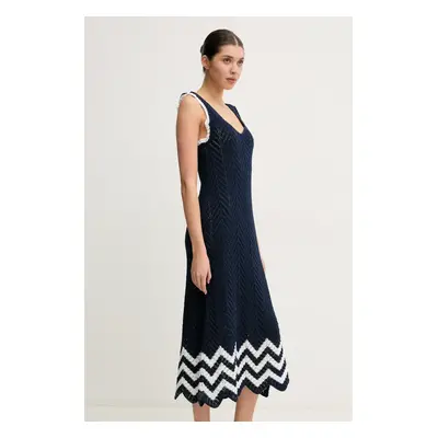 Šaty Pepe Jeans OLLIE DRESS tmavomodrá barva, maxi, PL953717