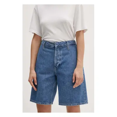 Džínové šortky Calvin Klein Jeans dámské, hladké, high waist, J20J224342