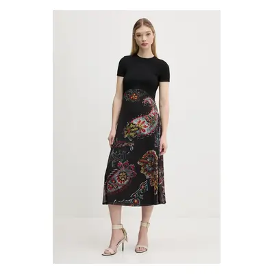 Šaty Desigual PAISLEY MESH_LACROIX černá barva, midi, 25SWVK32