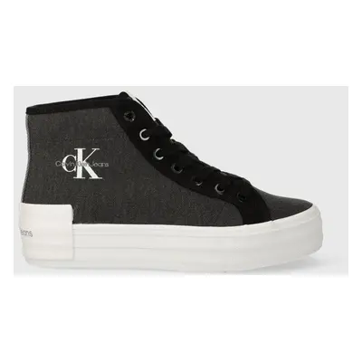 Kecky Calvin Klein Jeans BOLD VULC FLATF MID CS ML BTW dámské, černá barva, YW0YW01392