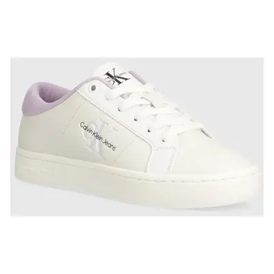 Kožené sneakers boty Calvin Klein Jeans CLASSIC CUPSOLE LOWLACEUP LTH WN bílá barva, YW0YW01444