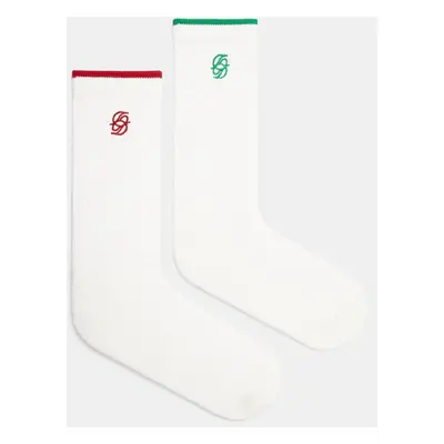 Ponožky Drôle de Monsieur La Chaussette D Miroir 2-pack pánské, bílá barva, G-SK124-CO024-MC