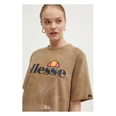 Bavlněné tričko Ellesse hnědá barva, SGK11288-BROWN