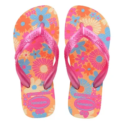 Dětské žabky Havaianas FLORES růžová barva