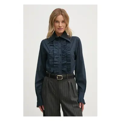 Bavlněná košile Barbour Barbour x Alexa Chung tmavomodrá barva, regular, s klasickým límcem, LSH