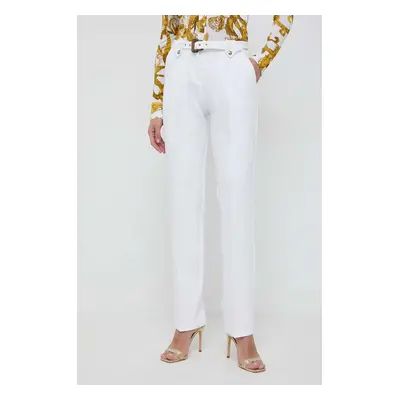 Kalhoty Versace Jeans Couture dámské, béžová barva, fason cargo, high waist, 76HAA111 N0103