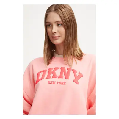 Mikina Dkny dámská, růžová barva, s aplikací, DP4T9944