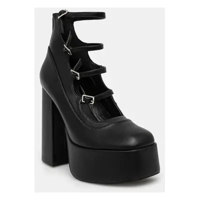 Lodičky Koi Footwear GURREN BLACK STRAPPY PLATFORM HEELS černá barva, na podpatku, DBP17