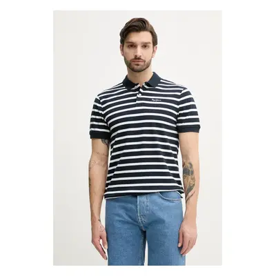 Bavlněné polo tričko Pepe Jeans BARRET tmavomodrá barva, PM542241