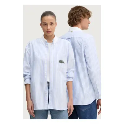 Bavlněná košile Lacoste modrá barva, relaxed, s límečkem button-down