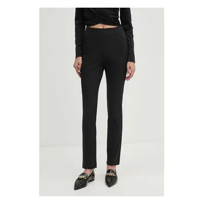 Kalhoty Sisley dámské, černá barva, přiléhavé, high waist, 44IYLF05Q