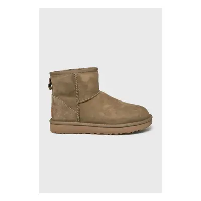 Semišové sněhule UGG Classic Mini II dámské, zelená barva, 1016222