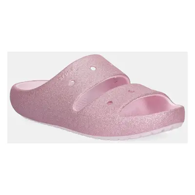 Dětské pantofle Crocs CLASSIC GLITTER SANDAL V růžová barva