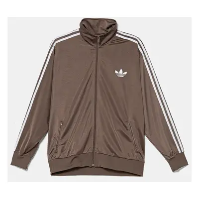 Mikina adidas Originals Firebird dámská, hnědá barva, s aplikací, JC8253