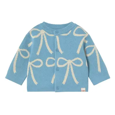 Dětský bavlněný kardigan Tinycottons BOWS CARDIGAN BABY modrá barva, SS25-323