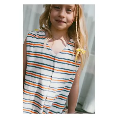 Dětský bavlněný overal Tinycottons STRIPES MULTICOLOR JUMPSUIT bílá barva, bavlněný, SS25-131