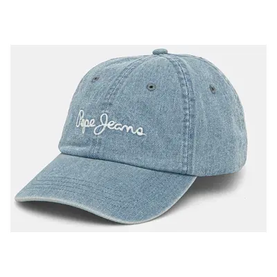 Bavlněná baseballová čepice Pepe Jeans MARIAN CAP modrá barva, s aplikací, PL040365