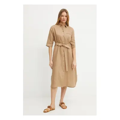 Lněné šaty Max Mara Leisure zelená barva, midi, 2516221028600