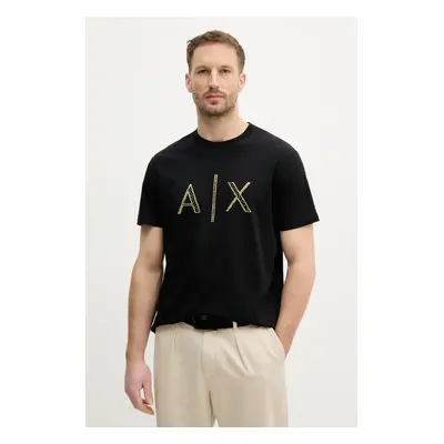 Bavlněné tričko Armani Exchange černá barva, s potiskem, XM000325 AF10364