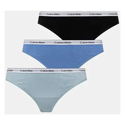 Tanga Calvin Klein Underwear 3-pack modrá barva, 000QD5209E