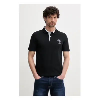 Polo tričko Guess LYLE černá barva, s aplikací, M5GP60 K7O64