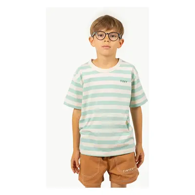 Dětské bavlněné tričko Tinycottons STRIPES TEE zelená barva, SS25-111