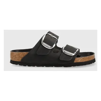 Kožené pantofle Birkenstock ARIZONA BIG BUCKLE dámské, černá barva, 1011074