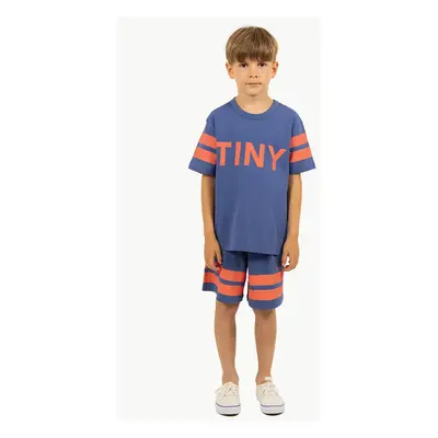 Dětské bavlněné šortky Tinycottons STRIPES LOGO SHORT tmavomodrá barva, s potiskem, SS25-139