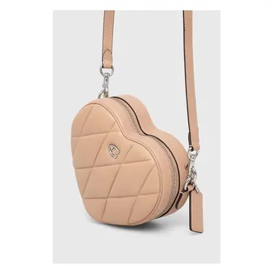 Kožená kabelka Coach Heart Crossbody béžová barva