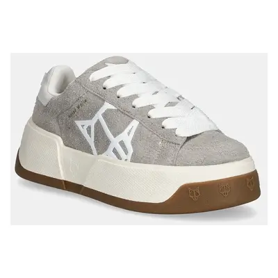 Semišové sneakers boty Naked Wolfe Sound šedá barva, Sound Light Grey Cow Suede