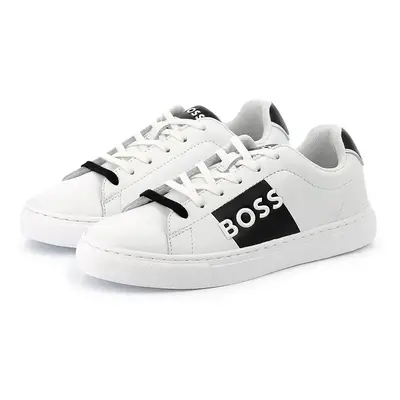 Dětské kožené sneakers boty BOSS bílá barva, J51650