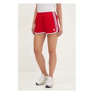 Kraťasy adidas Originals 3S SPRINTER dámské, červená barva, s aplikací, high waist, JD3120