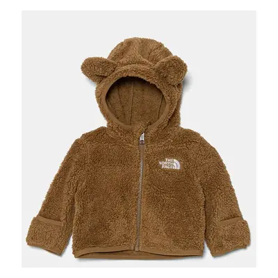 Kojenecká fleecová mikina The North Face BABCAMPSHIRE F/Z HOODIE hnědá barva, s kapucí, NF0A88VW