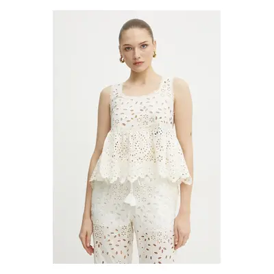 Bavlněný top Ermanno Scervino bílá barva, s aplikací, 56TL001EN3