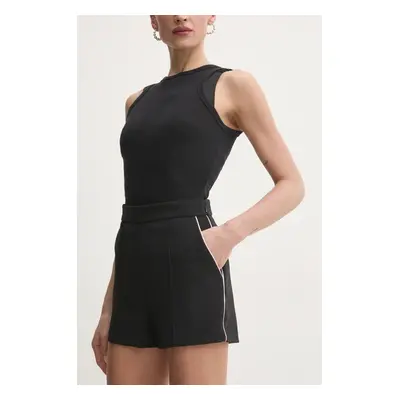 Kraťasy Elisabetta Franchi dámské, černá barva, hladké, high waist, SH00851E2