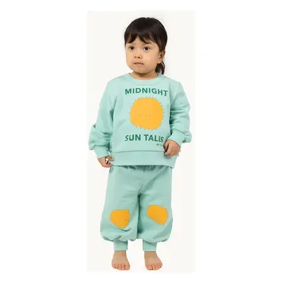 Kojenecké bavlněné tepláky Tinycottons SUN TALES GRAPHIC BABY SWEATPANT zelená barva, s potiskem