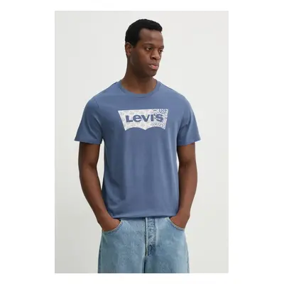 Bavlněné tričko Levi's GRAPHIC CREWNECK TEE modrá barva, s potiskem, 22491