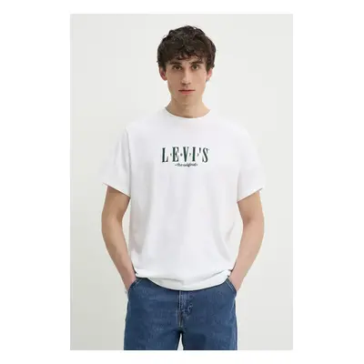 Bavlněné tričko Levi's SS RELAXED FIT TEE bílá barva, s aplikací, 16143