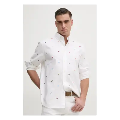 Bavlněná košile Tommy Hilfiger bílá barva, relaxed, s límečkem button-down, MW0MW38563