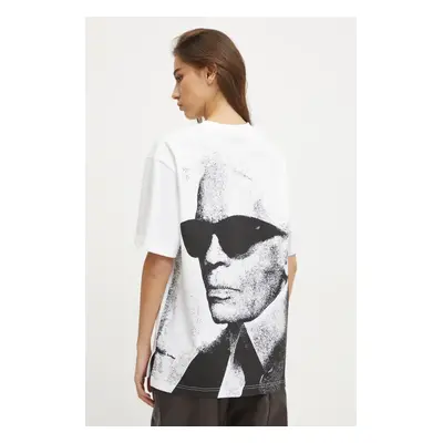 Bavlněné tričko Karl Lagerfeld Jeans bílá barva, A1W17030