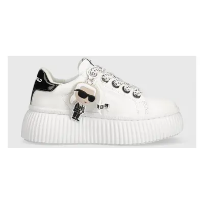 Kožené sneakers boty Karl Lagerfeld KREEPER LO bílá barva, KL42376N