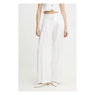 Kalhoty Ermanno Scervino dámské, bílá barva, široké, high waist, 56TP029ES1