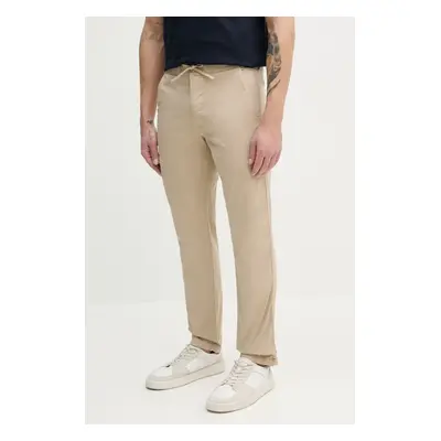 Kalhoty Pepe Jeans PULL ON COMFORT CHINO pánské, béžová barva, jednoduché, PM211866