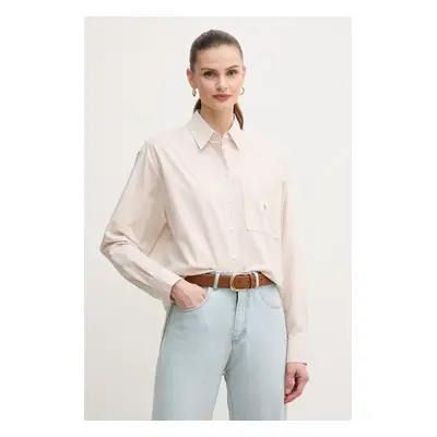 Bavlněná košile Calvin Klein Jeans růžová barva, relaxed, s klasickým límcem, J20J224436