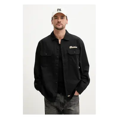 Bavlněná košile Dickies černá barva, relaxed, s klasickým límcem, DK0A4Z7PBLK1