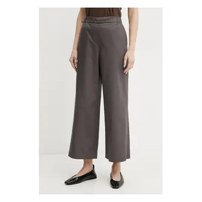 Bavlněné kalhoty Max Mara Leisure dámské, hnědá barva, jednoduché, high waist, 2516131017600