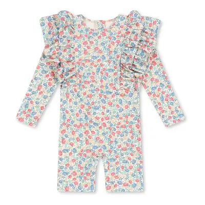 Kojenecké plavky Konges Sløjd MANUCA FRILL ONESIE GRS modrá barva, KS102511