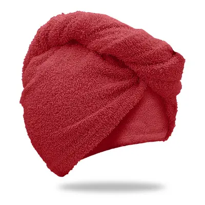 Rychleschnoucí froté turban na vlasy červený, 100% bavlna