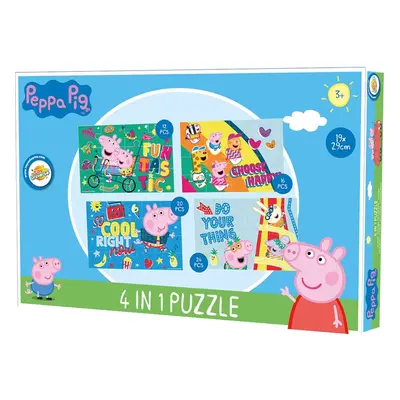 Dětské puzzle 4v1 PRASÁTKO PEPPA a kamarádi, 19x29 cm