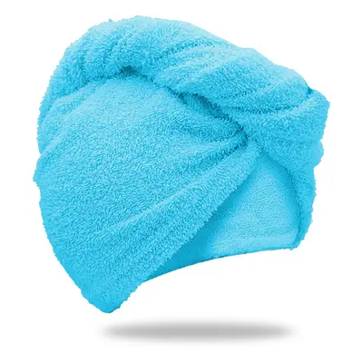 Rychleschnoucí froté turban na vlasy tyrkysový, 100% bavlna